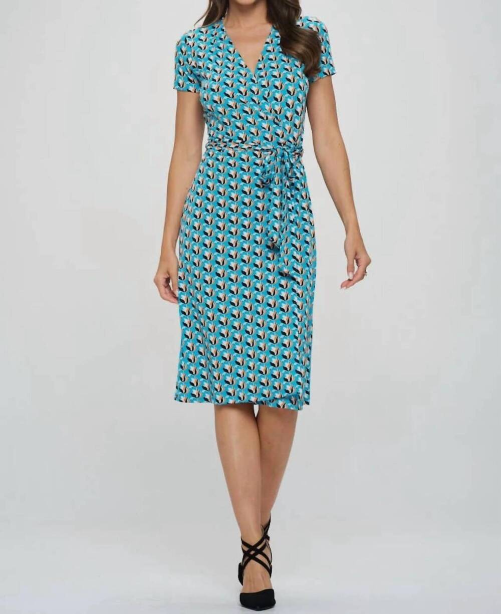 NEW RENEE C dianne wrap dress in teal/orange